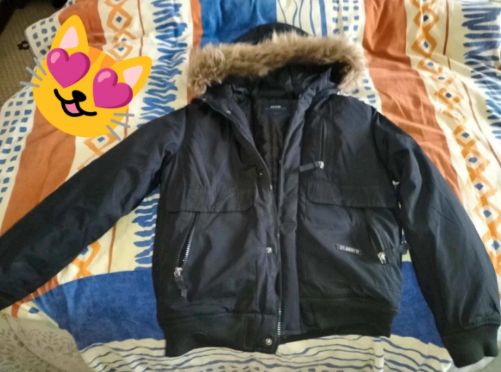 Doudoune noir a capuche XXS
